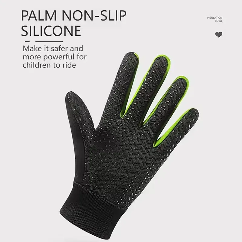 1 Pair Kids Winter Warm Sports Thermal Gloves Cold Weather Water-Resistant Anti-slip Children Mittens 5-13 Years Boys Girls