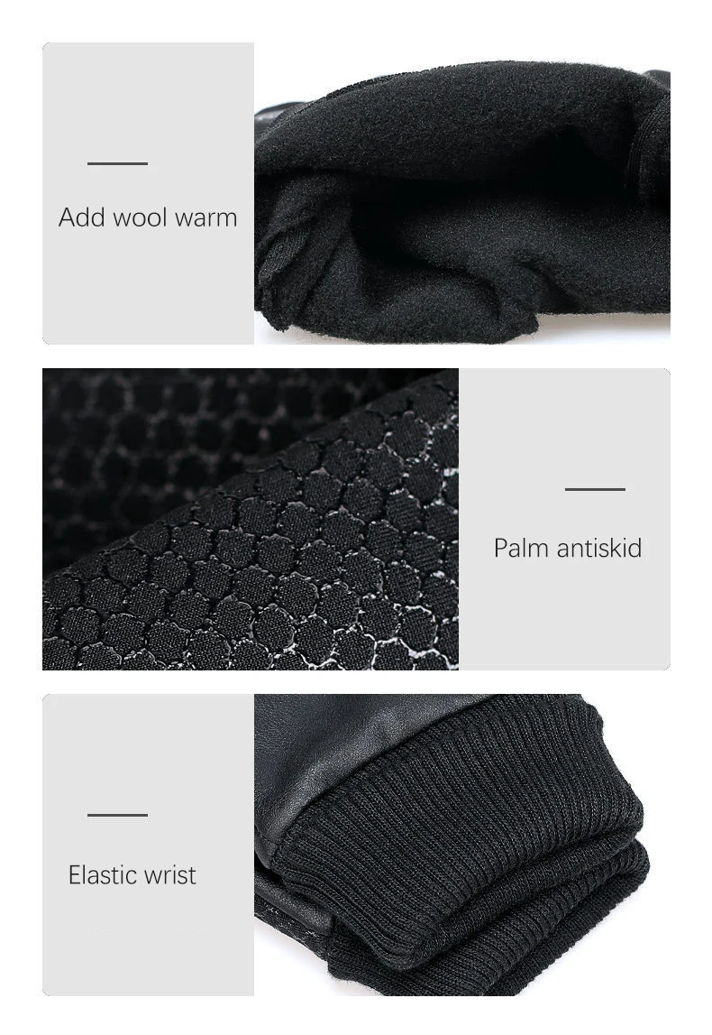 Men's Gloves Cycling Autumn Winter Two-Finger Cut Velvet Warm Non-Slip Male Waterproof Sports Touchscreen Hiking Fishing Gloves