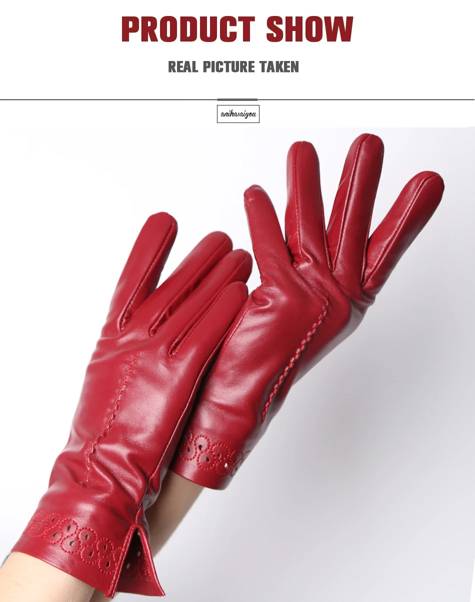 Good Quality High-End Fashion Women's Gloves Sheepskin Keep Warm Comfortable Winter Gloves Hollow Design 2024