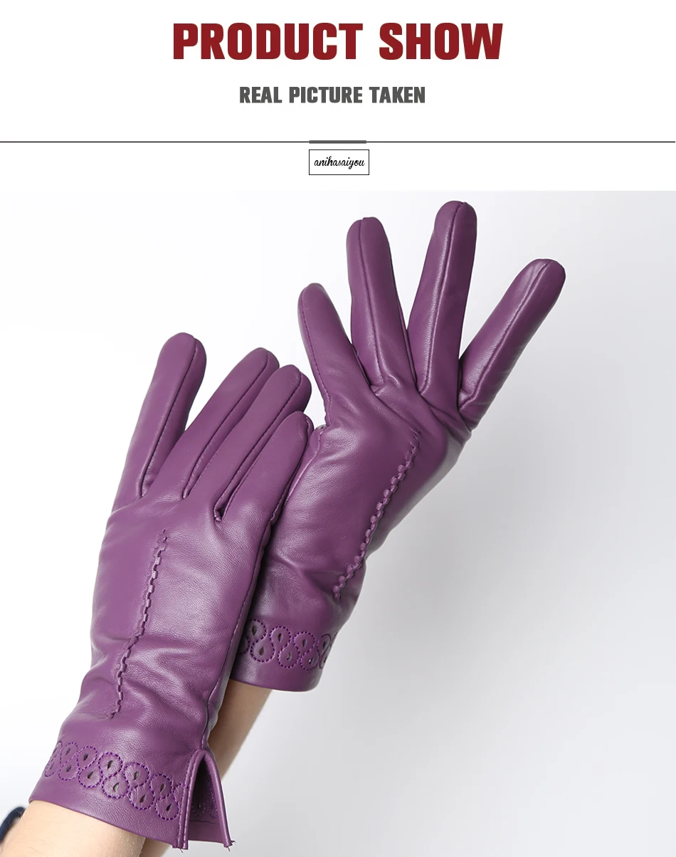 Good Quality High-End Fashion Women's Gloves Sheepskin Keep Warm Comfortable Winter Gloves Hollow Design 2024