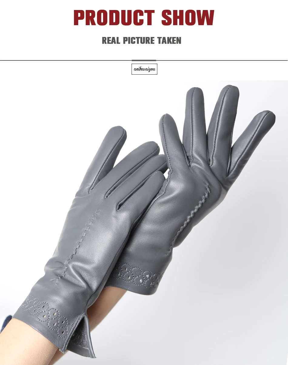 Good Quality High-End Fashion Women's Gloves Sheepskin Keep Warm Comfortable Winter Gloves Hollow Design 2024