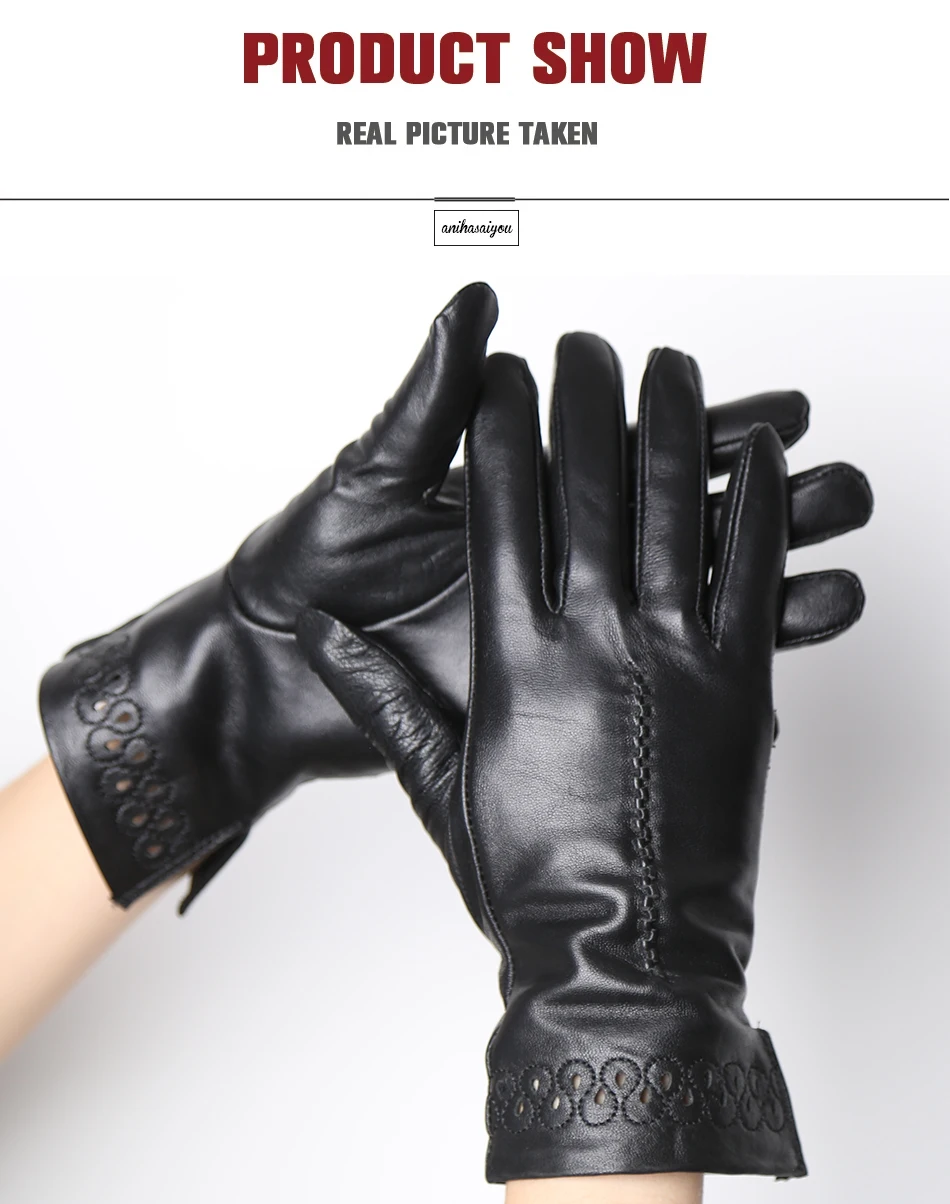 Good Quality High-End Fashion Women's Gloves Sheepskin Keep Warm Comfortable Winter Gloves Hollow Design 2024