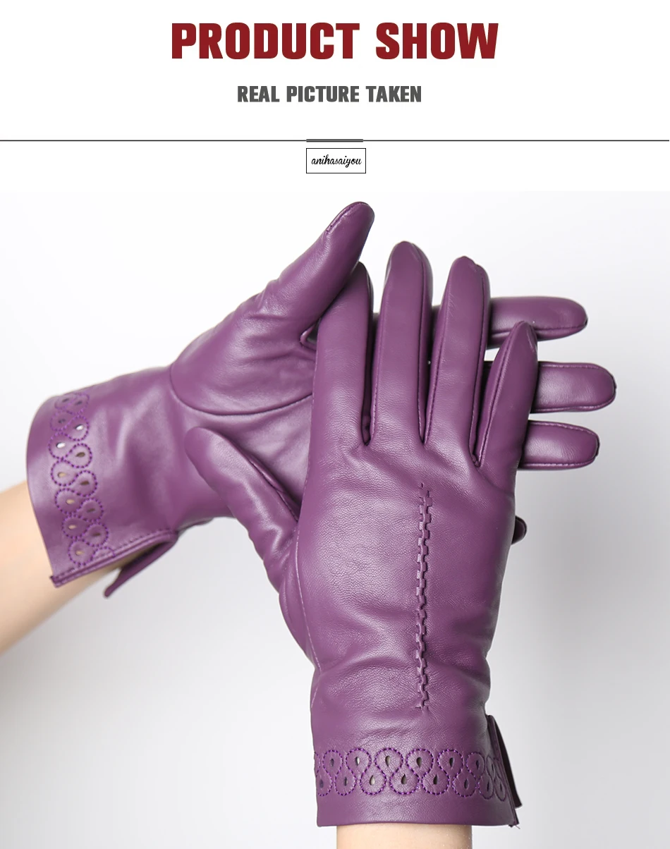 Good Quality High-End Fashion Women's Gloves Sheepskin Keep Warm Comfortable Winter Gloves Hollow Design 2024