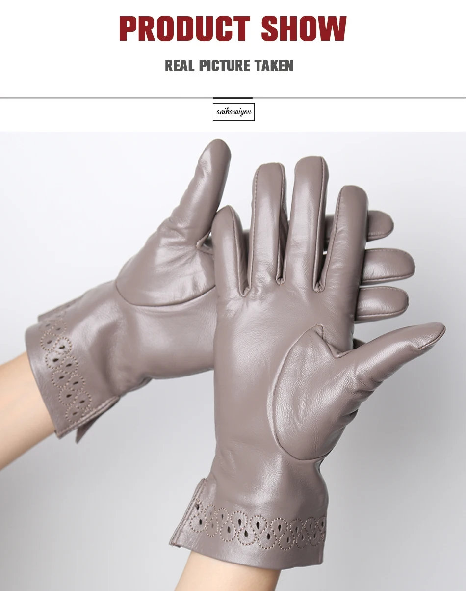 Good Quality High-End Fashion Women's Gloves Sheepskin Keep Warm Comfortable Winter Gloves Hollow Design 2024