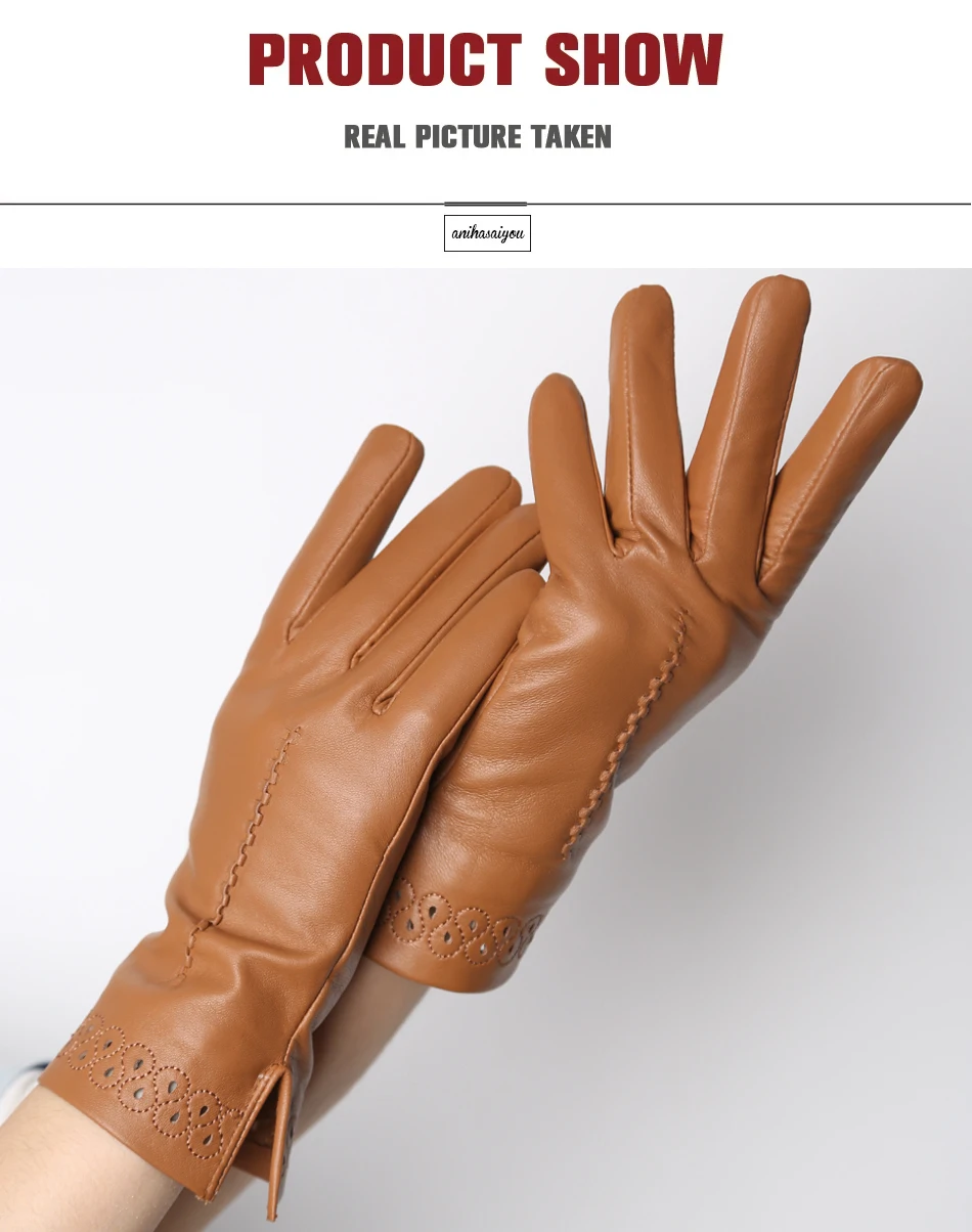 Good Quality High-End Fashion Women's Gloves Sheepskin Keep Warm Comfortable Winter Gloves Hollow Design 2024