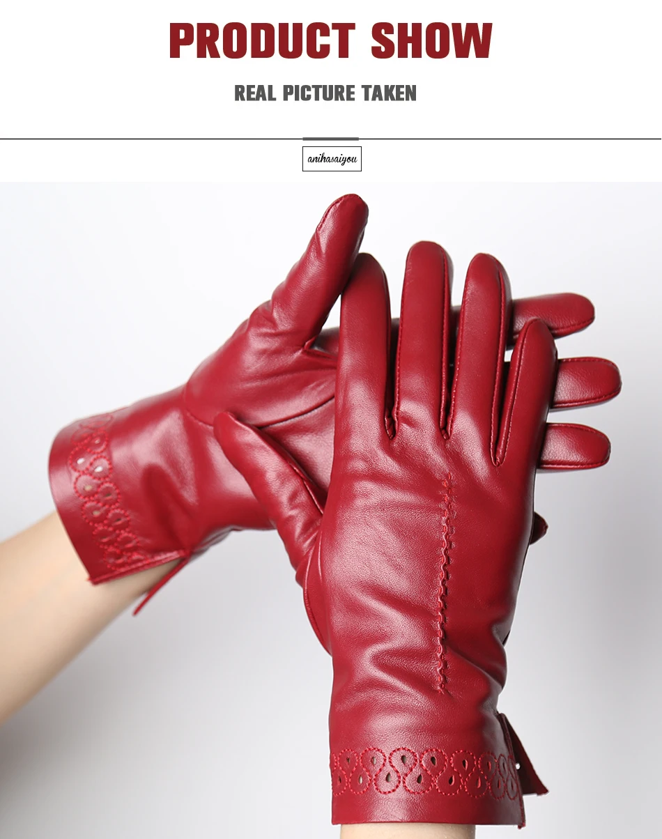 Good Quality High-End Fashion Women's Gloves Sheepskin Keep Warm Comfortable Winter Gloves Hollow Design 2024