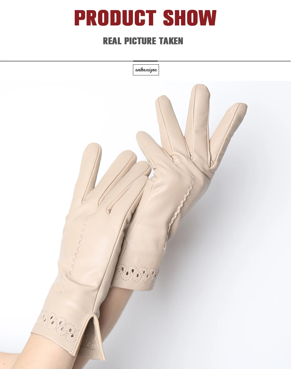 Good Quality High-End Fashion Women's Gloves Sheepskin Keep Warm Comfortable Winter Gloves Hollow Design 2024