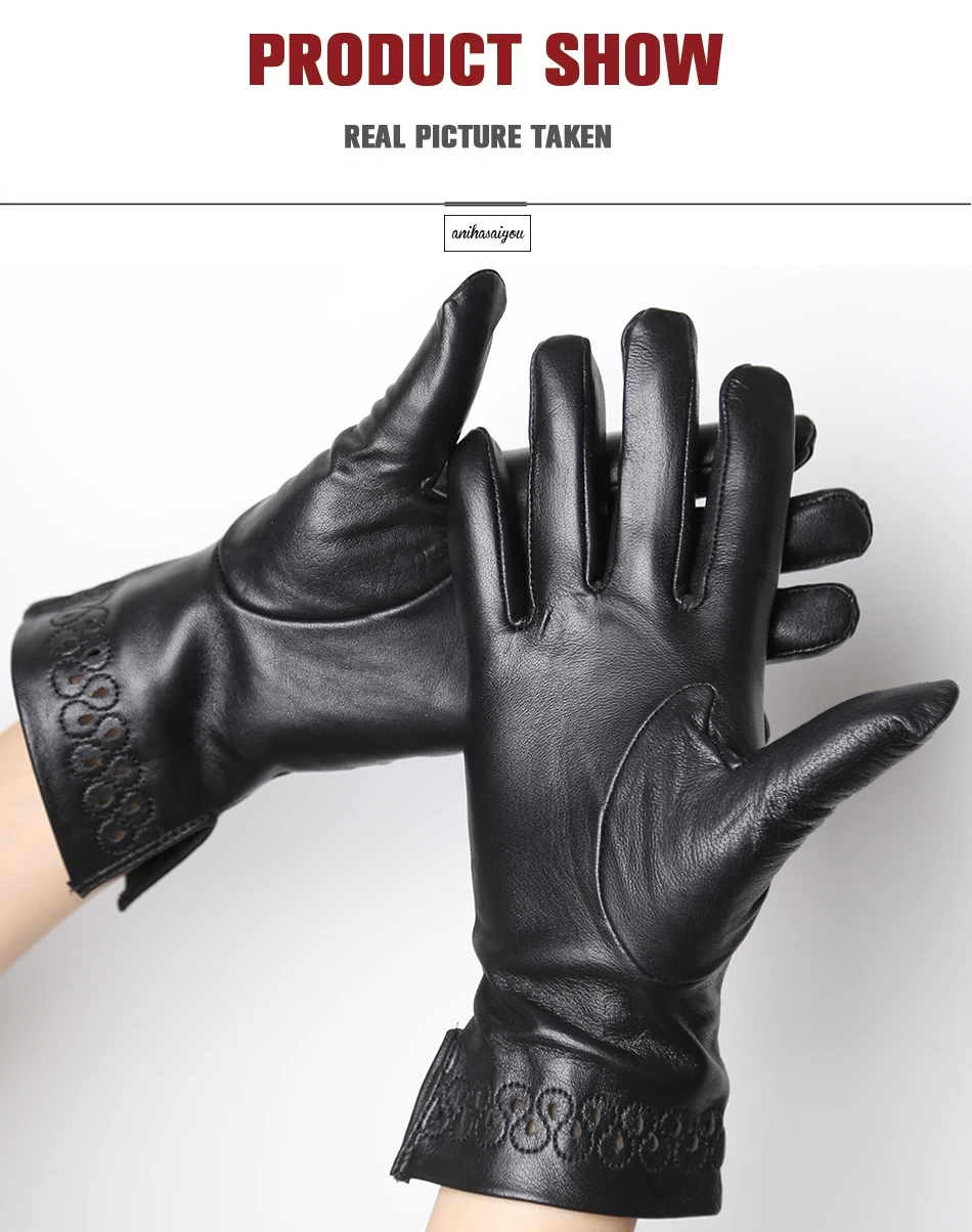 Good Quality High-End Fashion Women's Gloves Sheepskin Keep Warm Comfortable Winter Gloves Hollow Design 2024