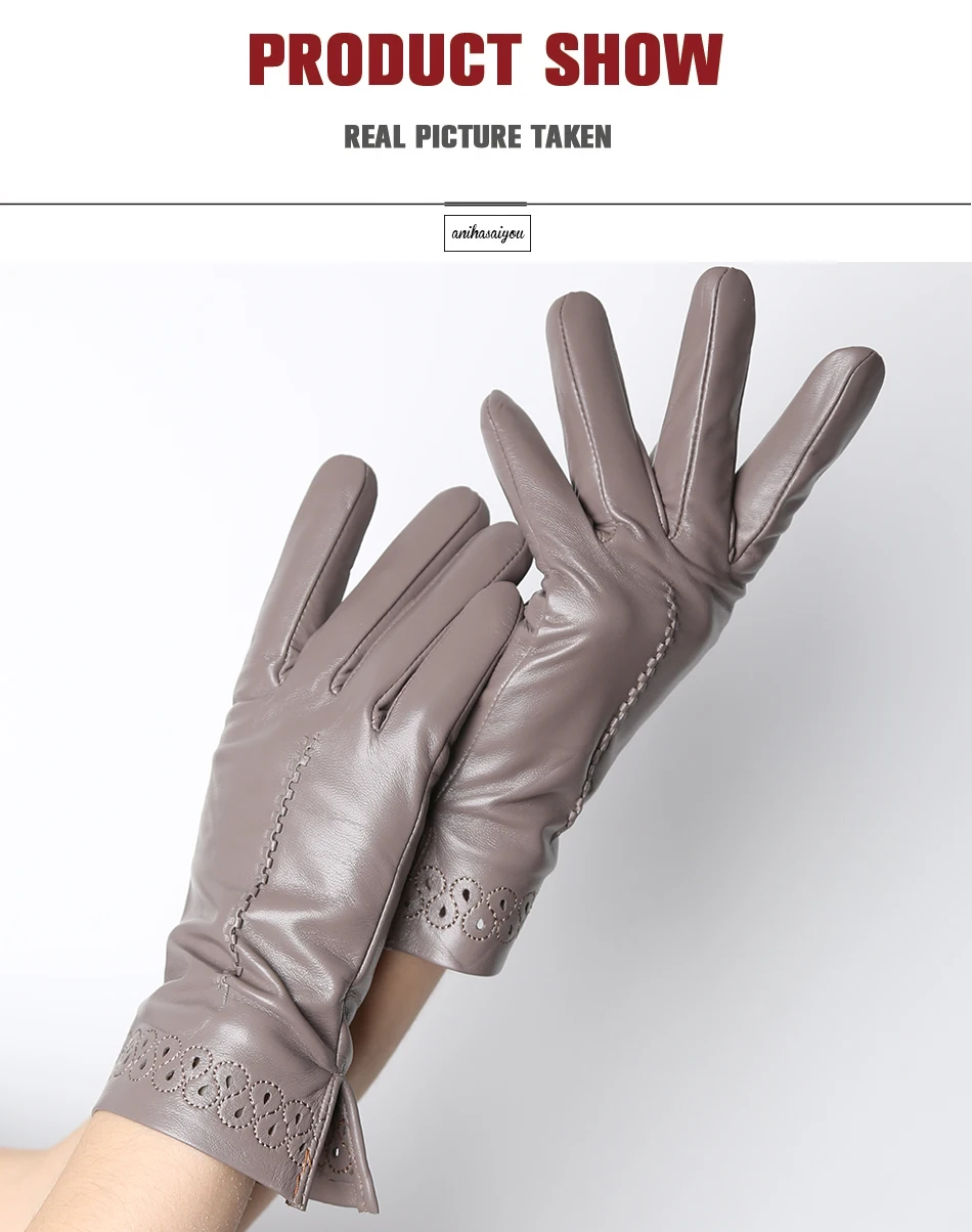 Good Quality High-End Fashion Women's Gloves Sheepskin Keep Warm Comfortable Winter Gloves Hollow Design 2024
