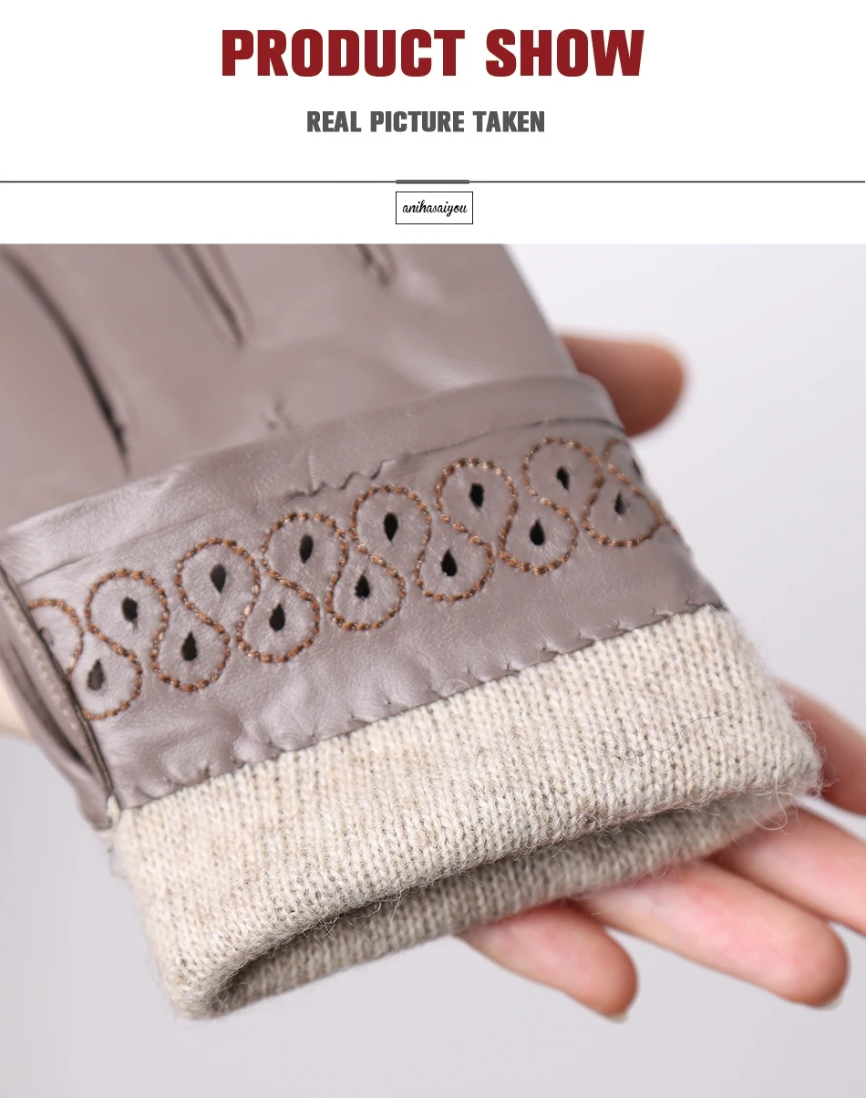 Good Quality High-End Fashion Women's Gloves Sheepskin Keep Warm Comfortable Winter Gloves Hollow Design 2024