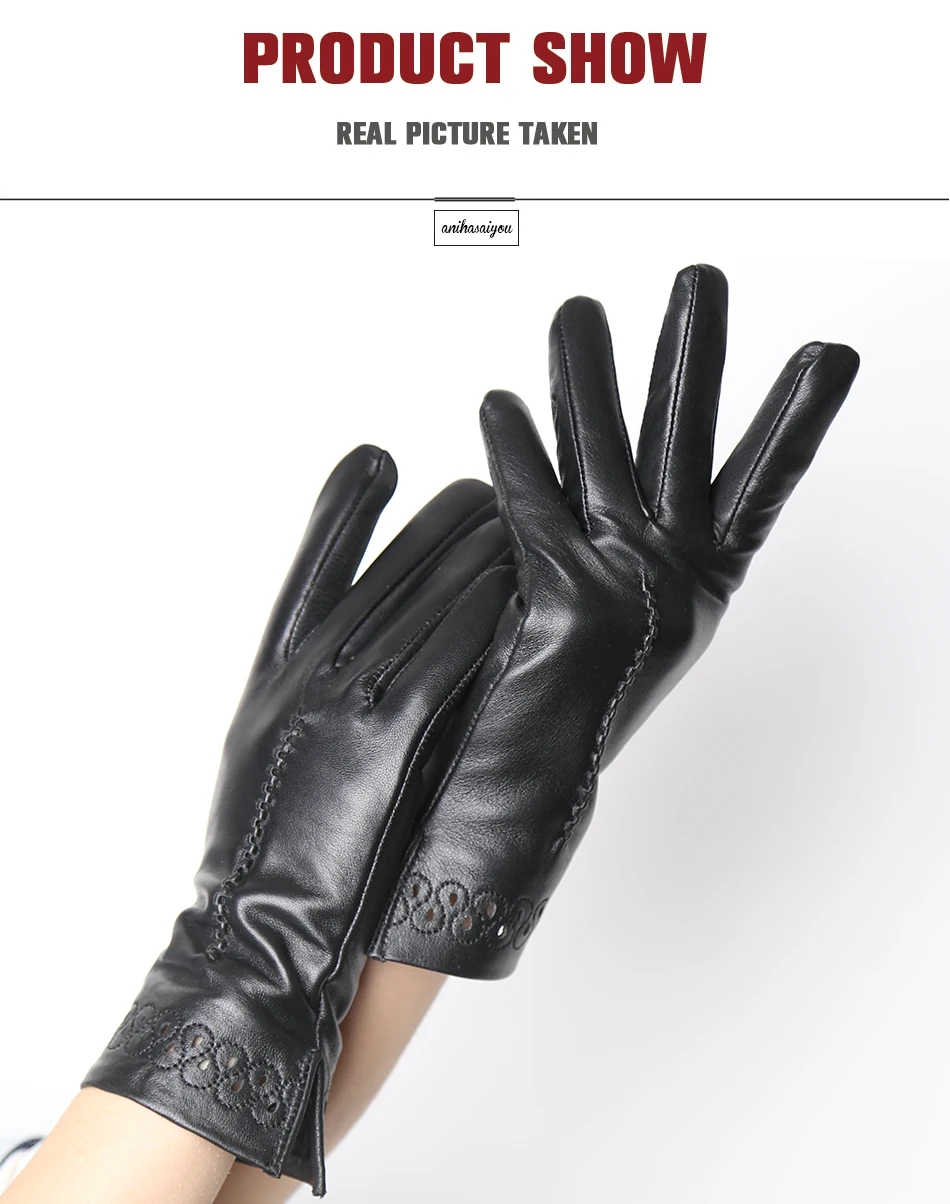 Good Quality High-End Fashion Women's Gloves Sheepskin Keep Warm Comfortable Winter Gloves Hollow Design 2024