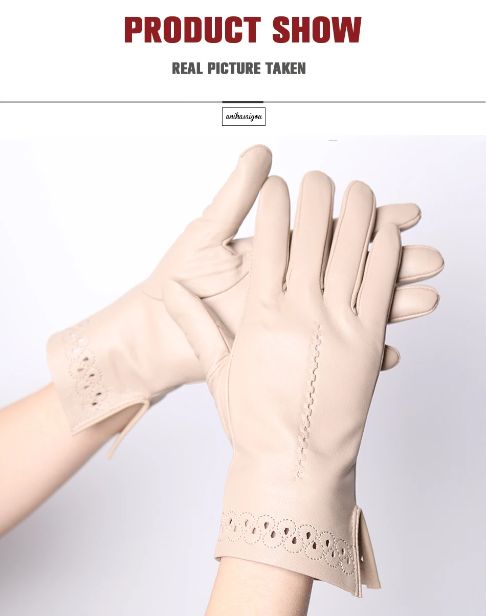 Good Quality High-End Fashion Women's Gloves Sheepskin Keep Warm Comfortable Winter Gloves Hollow Design 2024