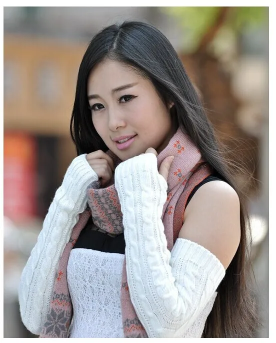 Women Knitted Gloves Winter Long Arm Warmers Cover Sleeves Fingerless Half Finger Mittens Solid Soft Gloves Wool Twisting Cuffs