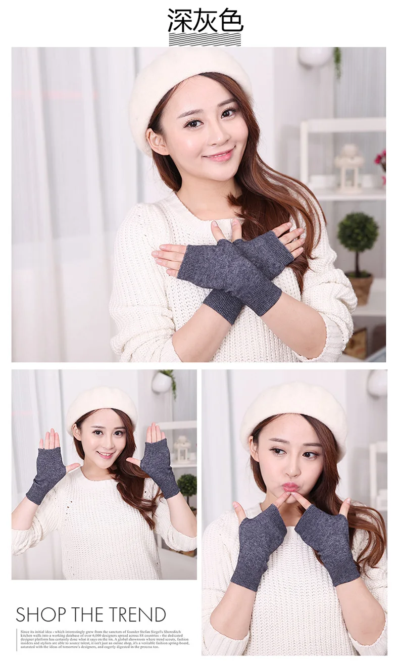 MERRILAMB Fashion Women's Cashmere Wool Blend Gloves Unisex Winter Knitted Mittens Warm Solid Knitwear Wrist Gloves