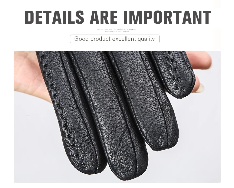 Fashion Sheepskin Sensitive Touch Gloves Black Women's Leather Gloves, Keep Warm Winter Gloves for Touch Screens-2265