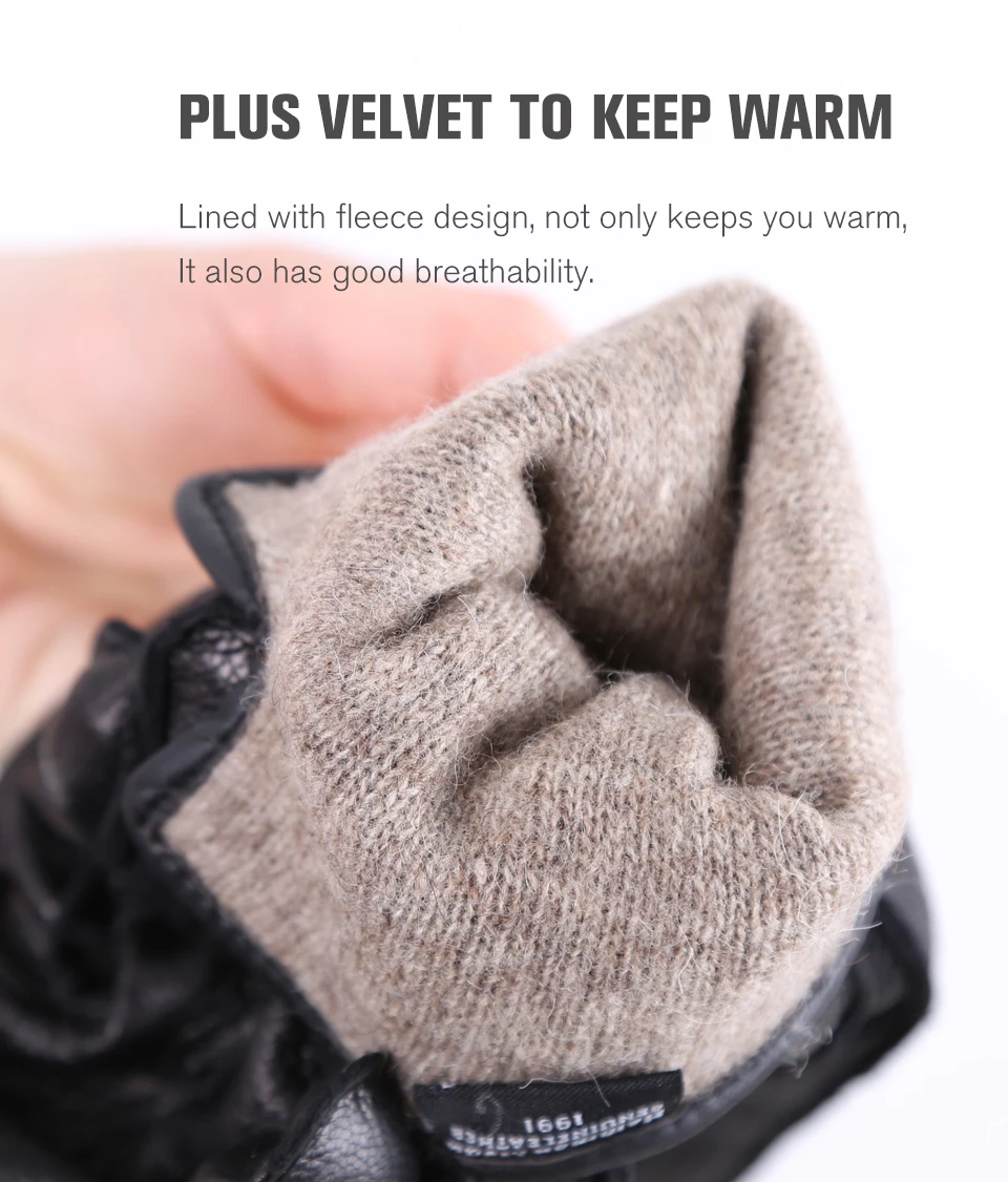 Fashion Sheepskin Sensitive Touch Gloves Black Women's Leather Gloves, Keep Warm Winter Gloves for Touch Screens-2265