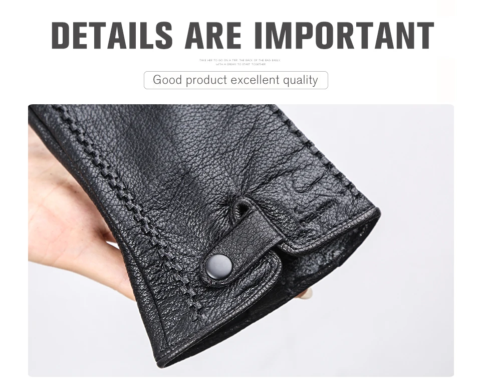 Fashion Sheepskin Sensitive Touch Gloves Black Women's Leather Gloves, Keep Warm Winter Gloves for Touch Screens-2265