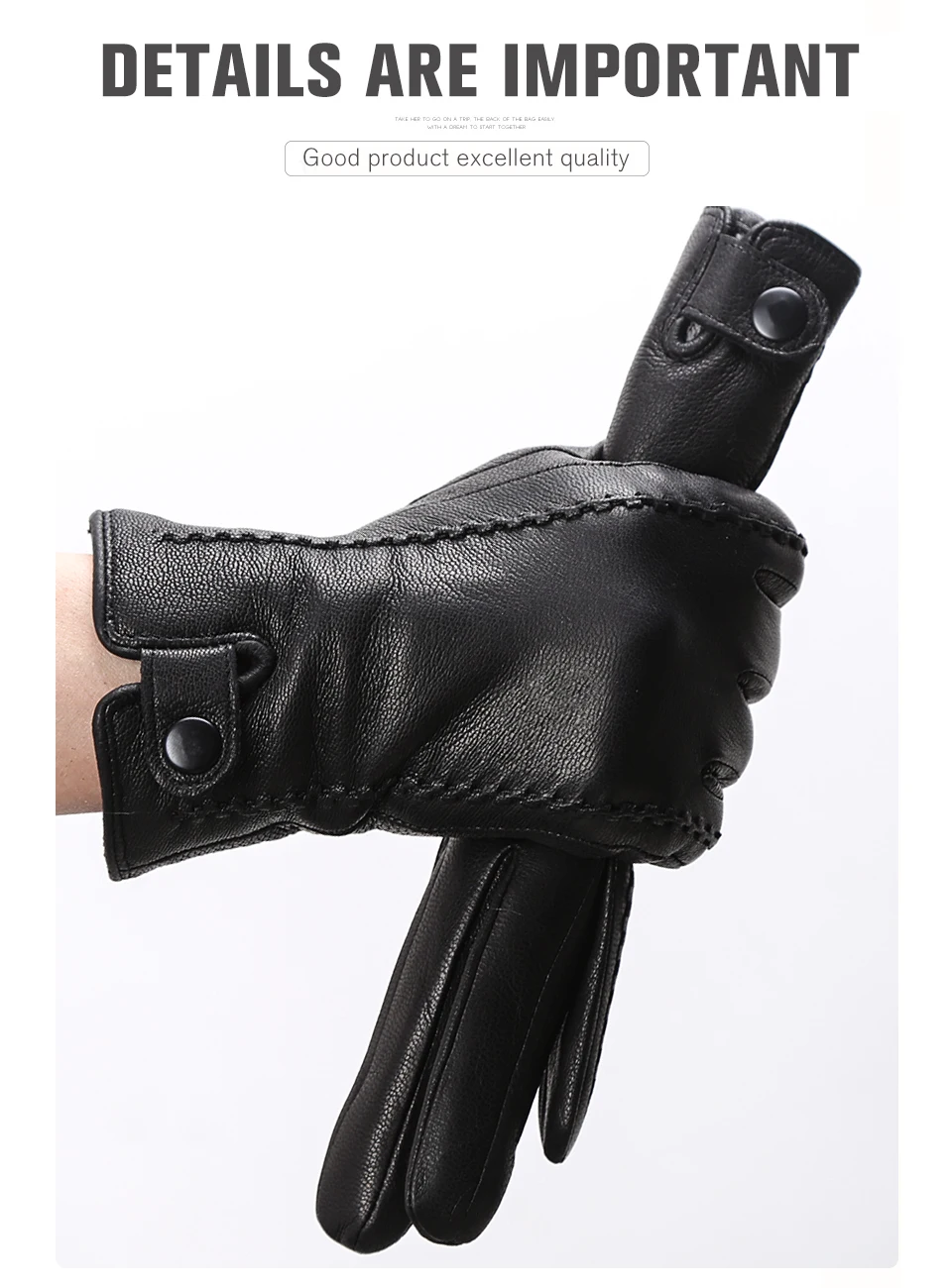 Fashion Sheepskin Sensitive Touch Gloves Black Women's Leather Gloves, Keep Warm Winter Gloves for Touch Screens-2265