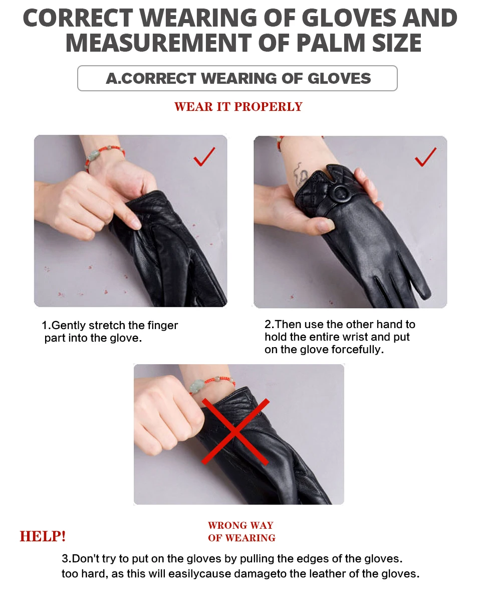 Fashion Sheepskin Sensitive Touch Gloves Black Women's Leather Gloves, Keep Warm Winter Gloves for Touch Screens-2265