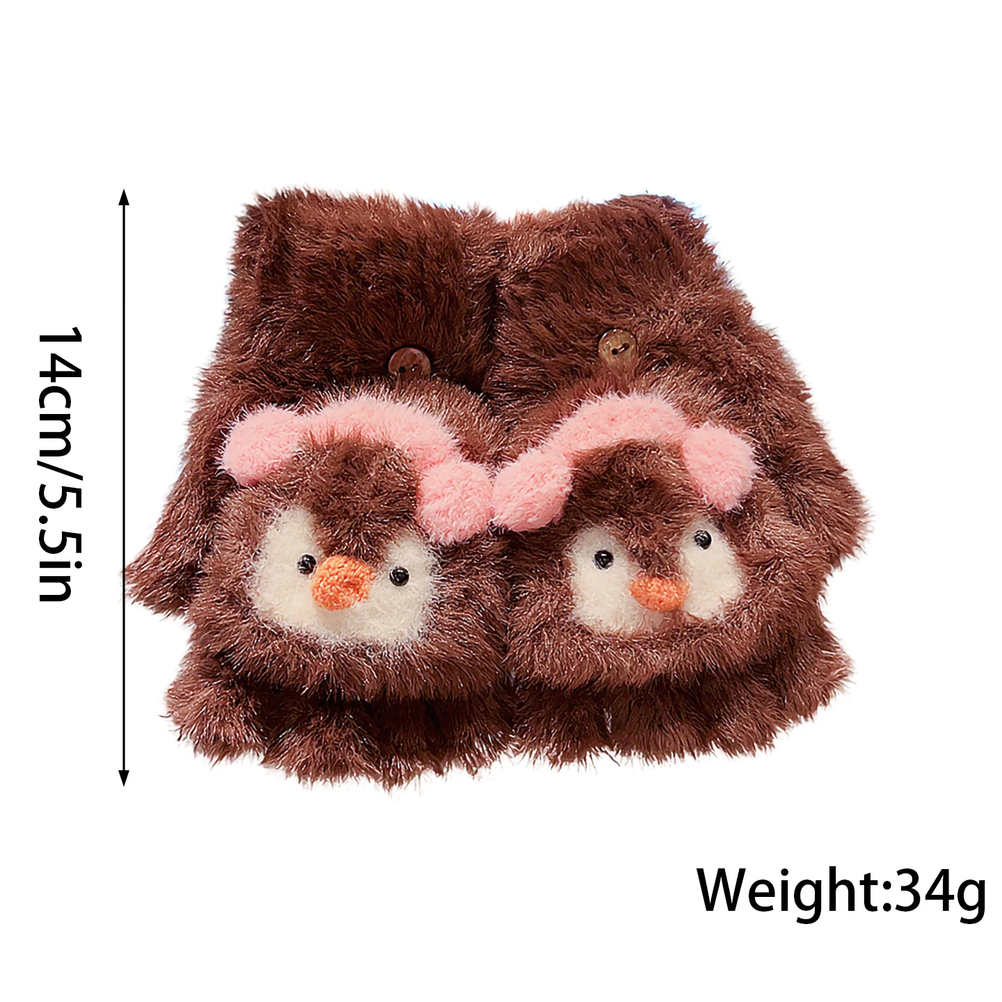 Cute Cartoon Animal Plush Flip Gloves Faux Mink Fur Convertible Half Finger Mittens Soft Warm Winter Gloves For Girls Boy Daily