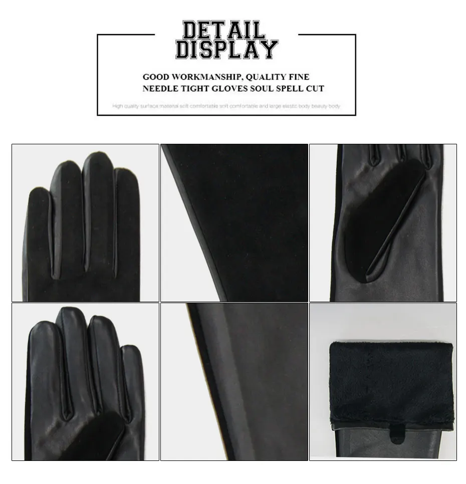 Women's Genuine Sheepskin Leather Winter Fashion Gloves Long Suede Mittens Female Accessory