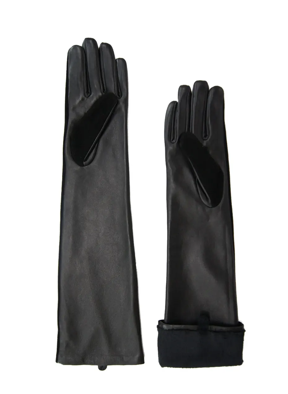 Women's Genuine Sheepskin Leather Winter Fashion Gloves Long Suede Mittens Female Accessory