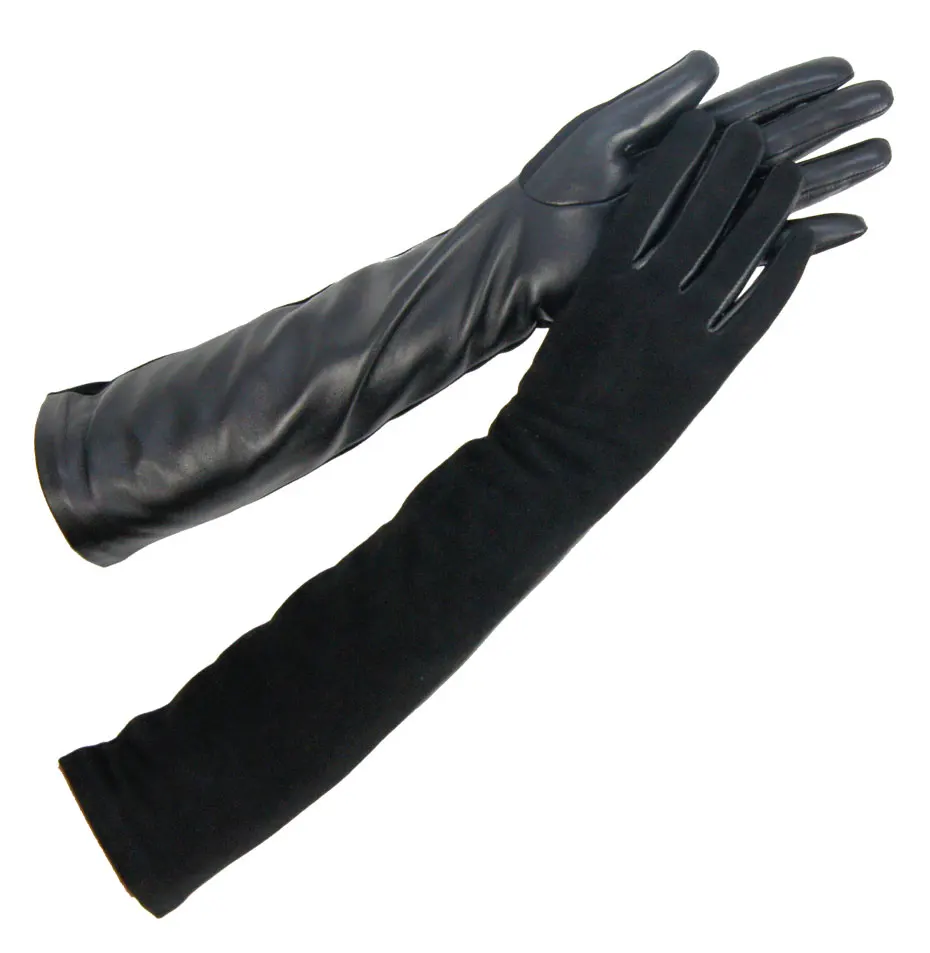 Women's Genuine Sheepskin Leather Winter Fashion Gloves Long Suede Mittens Female Accessory