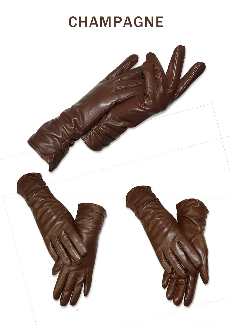 CHING YUN New Women Genuine Leather Gloves Winter Autumn Ladies Fashion Brand Sheepskin Thicken Arm Sleeve Warm Leather YV01