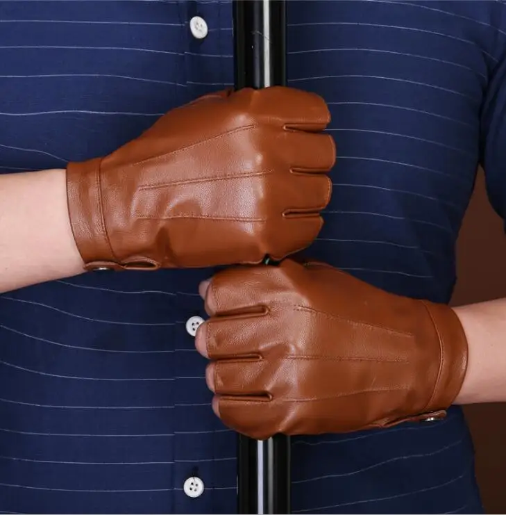 Men's Semi-finger 100% genuine sheepskin leather gloves male natural leather fingerless riding fitness sports gloves R290