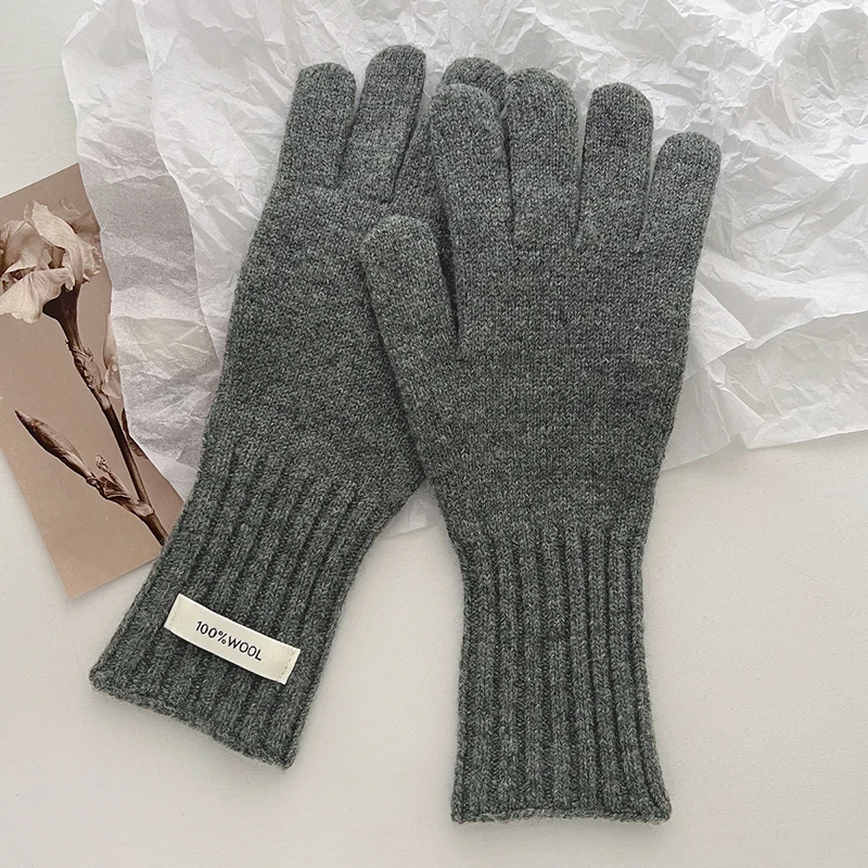 Women 100% Wool Knitted Warm Gloves Autumn Winter Fingerless Gloves Girls Fashion Casual Accessories Mittens Touch Screen Gloves