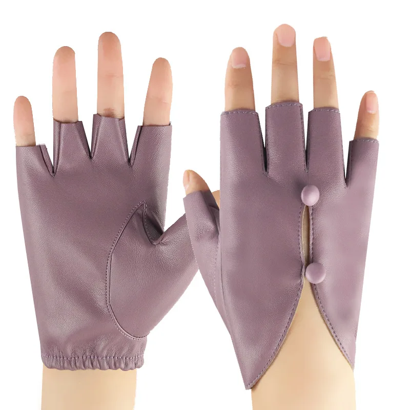Women Sexy Half Finger Leather Gloves Outdoor Cycling Fingerless Gloves Dancing Pole Dance Performance Party Show Gloves Mittens