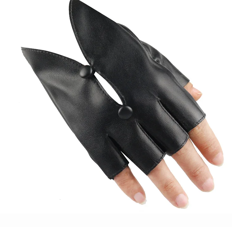 Women Sexy Half Finger Leather Gloves Outdoor Cycling Fingerless Gloves Dancing Pole Dance Performance Party Show Gloves Mittens