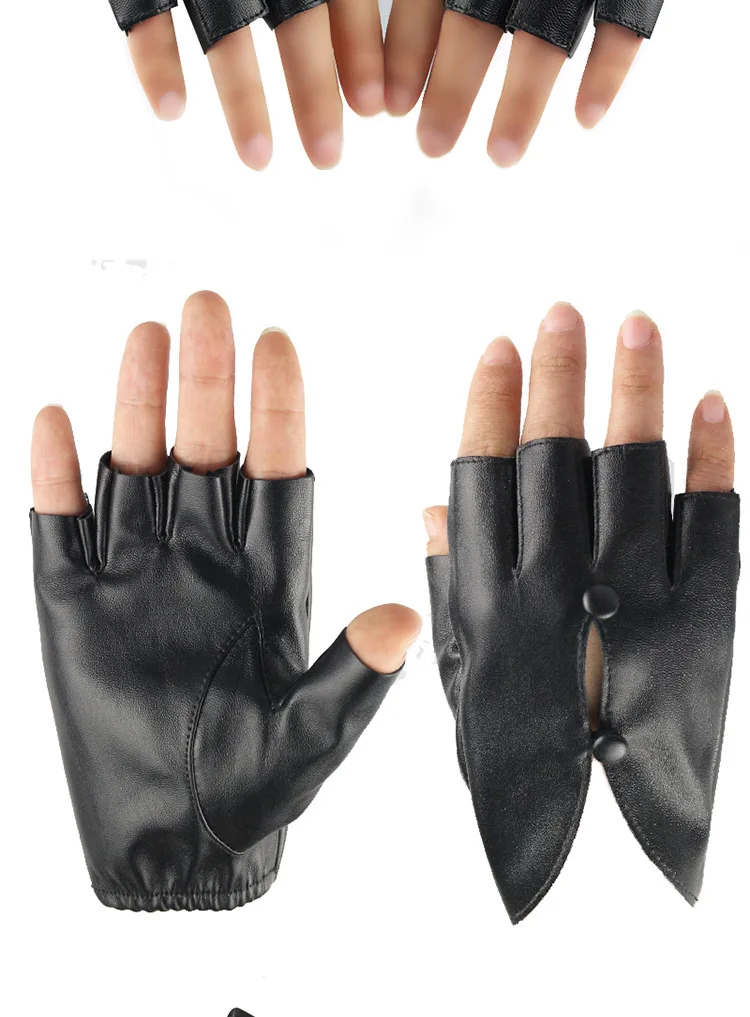 Women Sexy Half Finger Leather Gloves Outdoor Cycling Fingerless Gloves Dancing Pole Dance Performance Party Show Gloves Mittens
