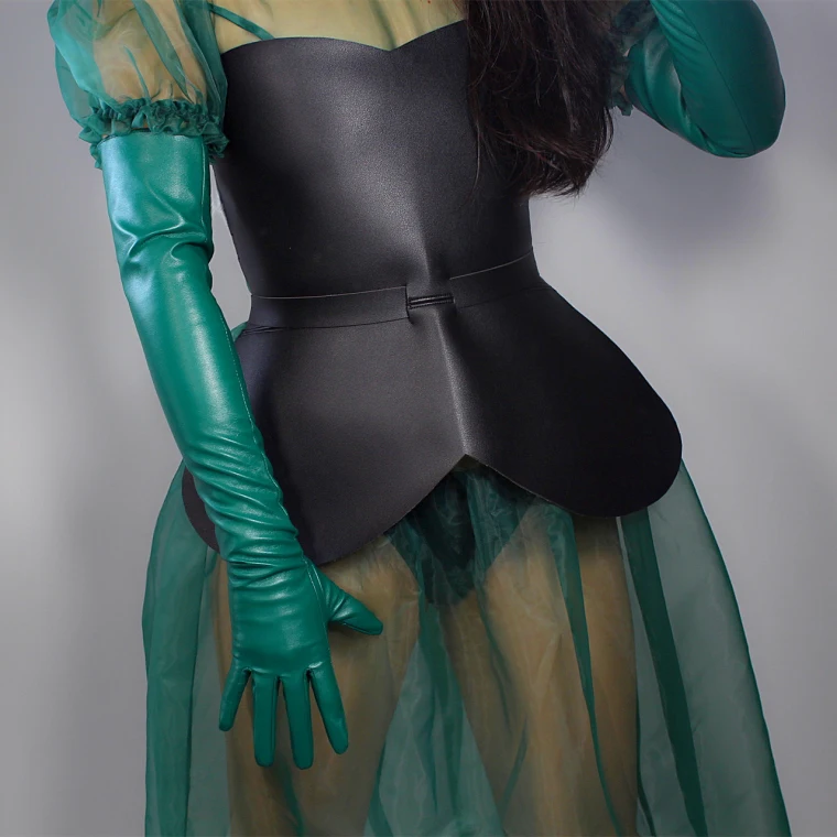 LONG GLOVES Faux Leather Sheepskin 16" 40cm Kelly Green Forest Emerald Touchscreen LLDLLNT
