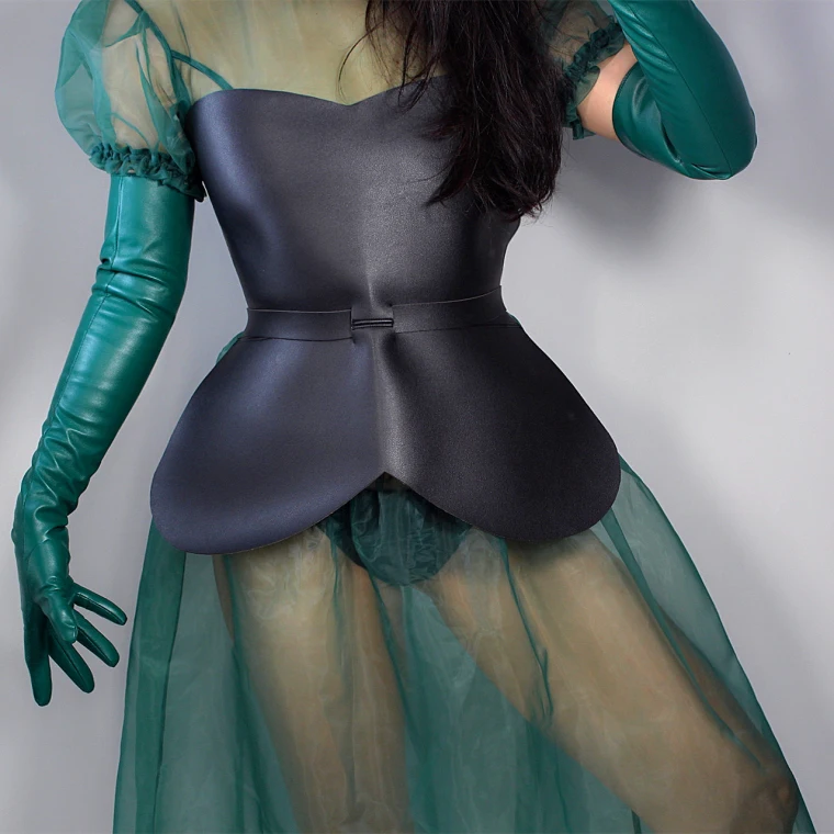 LONG GLOVES Faux Leather Sheepskin 16" 40cm Kelly Green Forest Emerald Touchscreen LLDLLNT