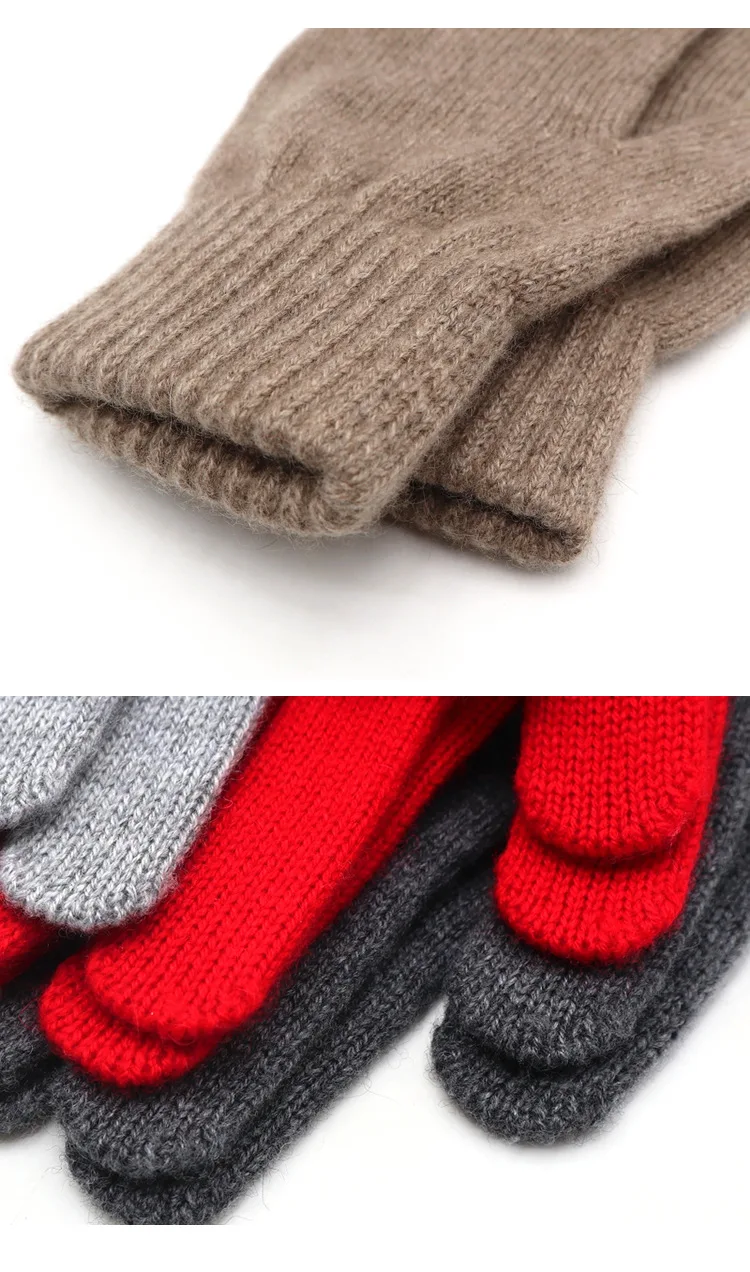 Thick Warm 100%Cashmere Gloves Men Autumn Winter 2025