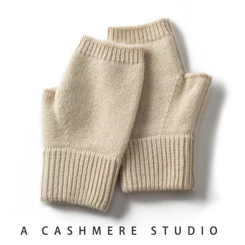 Winter High-Quality 100% Cashmere Gloves Women Soft Warm Stretch Knit Mittens Guantes Solid Color Casual Mittens Guantes