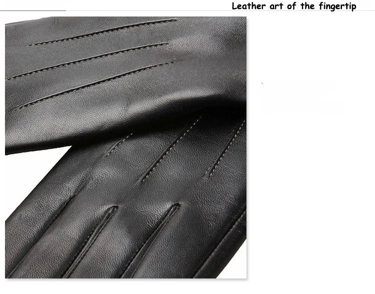 Real Leather Gloves Male Thermal Velvet Lined High Quality Autumn Winter Business Men Sheepskin Gloves Touchscreen EM011NC2