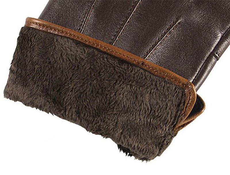 Real Leather Gloves Male Thermal Velvet Lined High Quality Autumn Winter Business Men Sheepskin Gloves Touchscreen EM011NC2