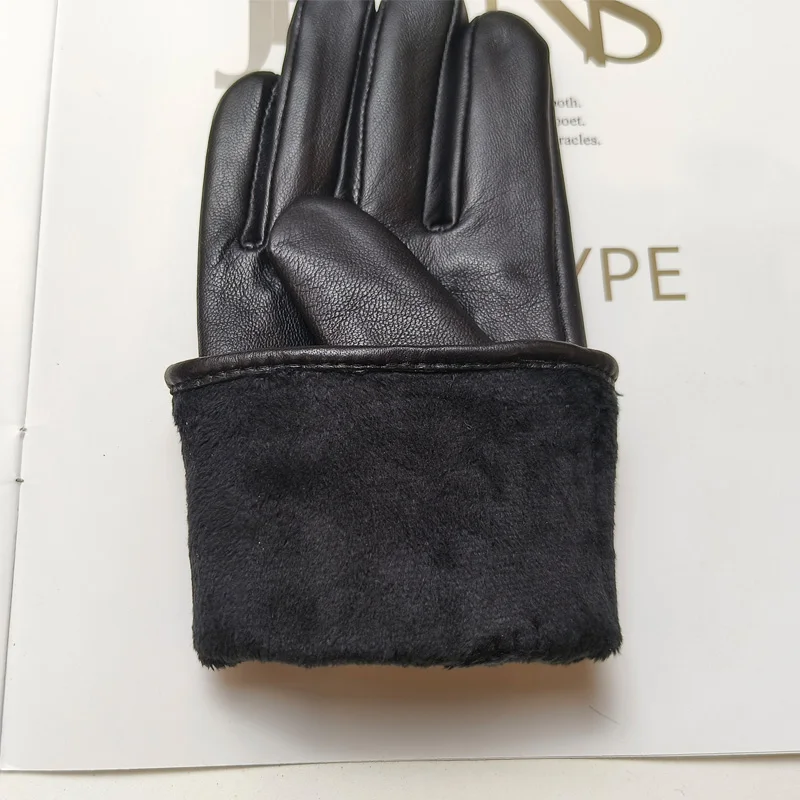 New Touch Screen Women's Sheepskin Gloves Leather Fleece Lined Fashion Zipper Warm Autumn and Winter Outdoor Driving Gloves