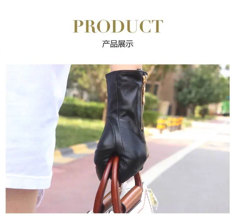 New Touch Screen Women's Sheepskin Gloves Leather Fleece Lined Fashion Zipper Warm Autumn and Winter Outdoor Driving Gloves