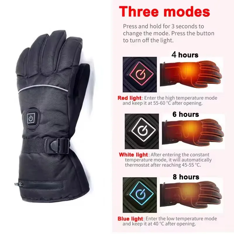 Waterproof Heated Rechargeable Gloves Electric Heated Gloves Thermal Heat Gloves Winter Warm Skiing Snowboarding Hunting Fishing
