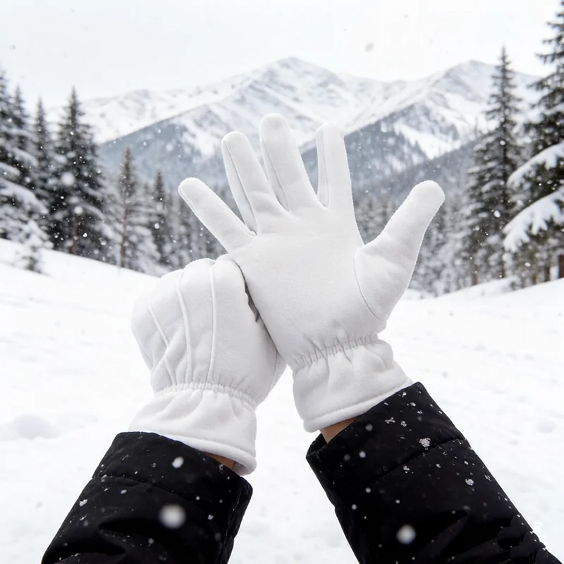 Men Women's Winter Thicken Snow Gloves Thermal Super Warm White Color Cotton Gloves Work Cycling Bike Mittens Quilted Warm