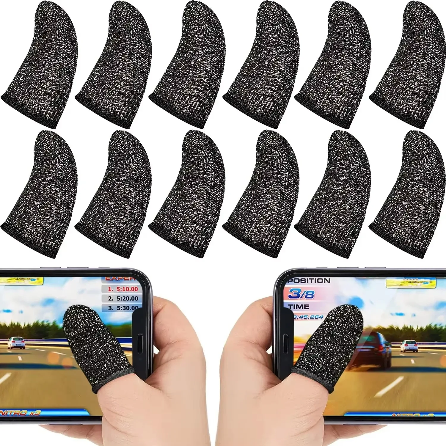 24Pcs Mobile Phone Finger Cuff Fibroid Mobile Game Touch Screen Fiber Breathable And Sweat Resistant Walking Game Finger Cuff