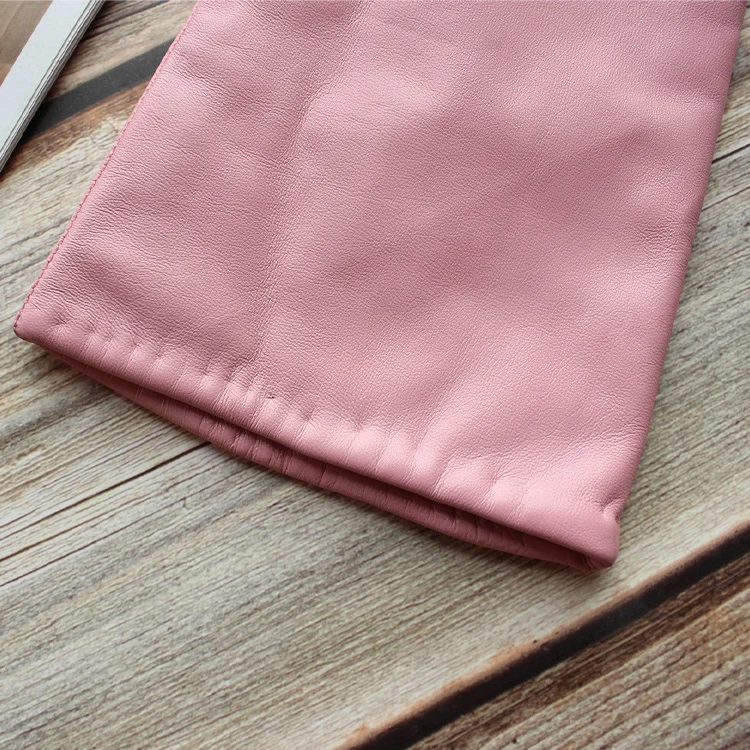 Bickmods Women's New Long Color Leather Gloves Fashionable Straight Style Velvet Lining To Keep Warm In Winter