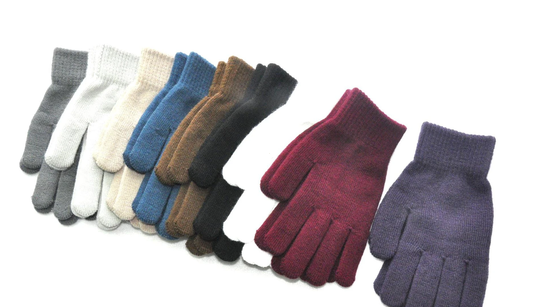 Winter Knitted Plush Gloves Women Men Autumn Thickened Solid Color Full Finger Mittens Hand Warmer Gloves Couple Cycling Gloves