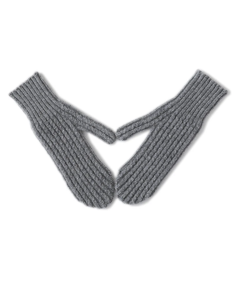 DjzDsm Women's 100% Cashmere Knitted Gloves Thickened, Warm, Extended, Fashionable Wrist Protection Gloves in One Size