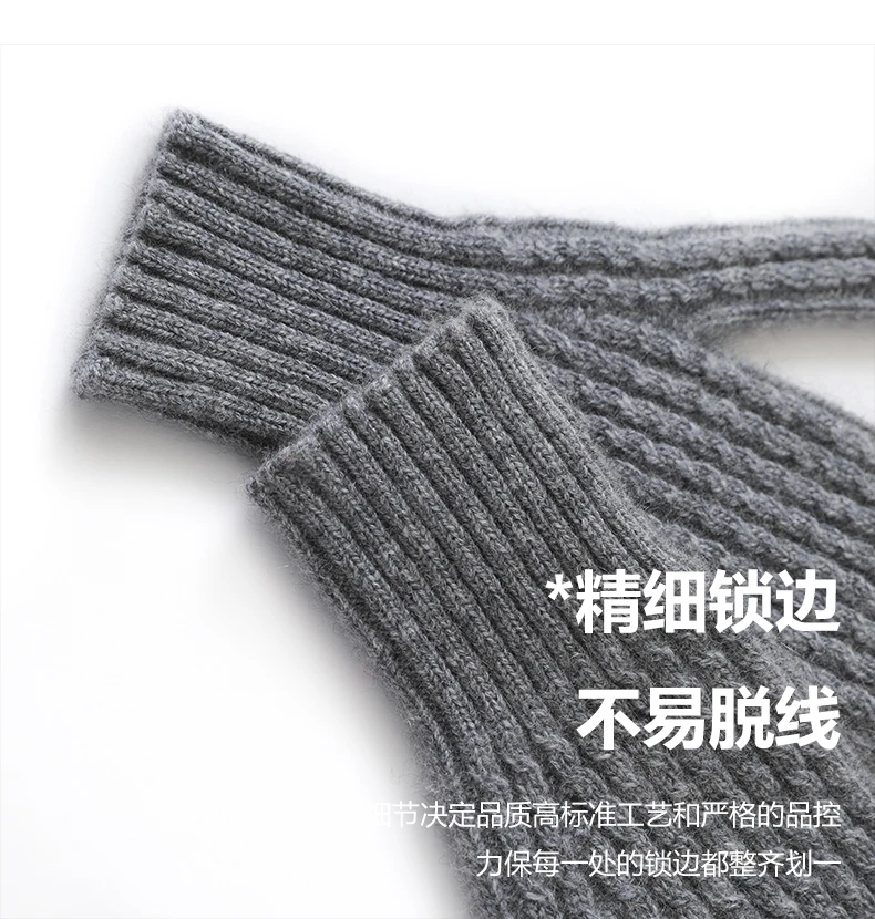 DjzDsm Women's 100% Cashmere Knitted Gloves Thickened, Warm, Extended, Fashionable Wrist Protection Gloves in One Size