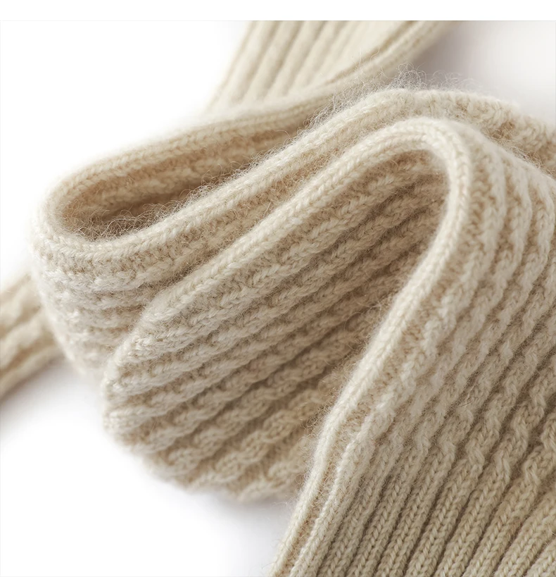 DjzDsm Women's 100% Cashmere Knitted Gloves Thickened, Warm, Extended, Fashionable Wrist Protection Gloves in One Size