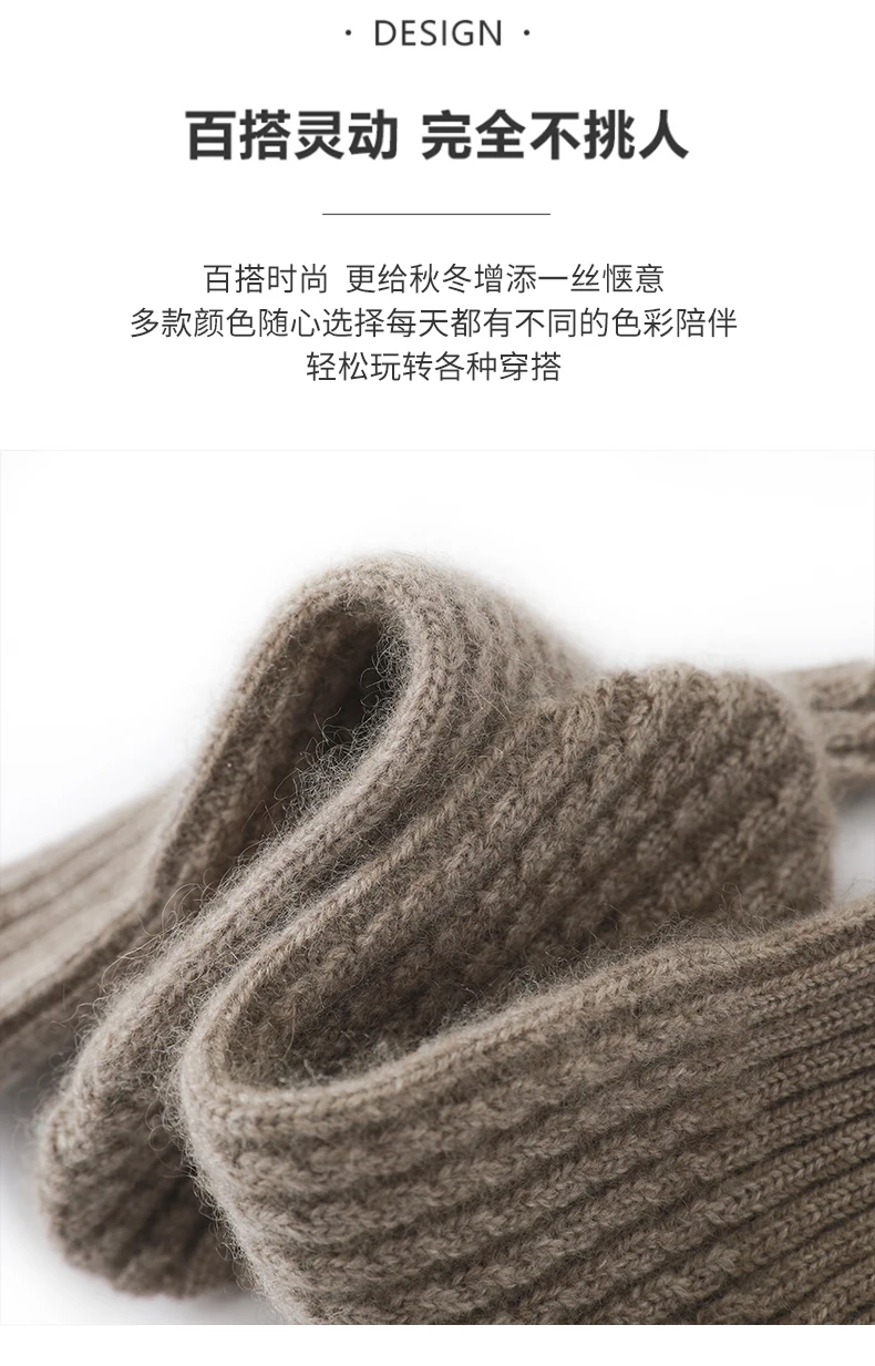 DjzDsm Women's 100% Cashmere Knitted Gloves Thickened, Warm, Extended, Fashionable Wrist Protection Gloves in One Size